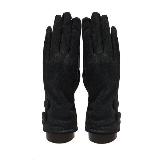 Suede feel Solid color with 2 large buttons texting glove