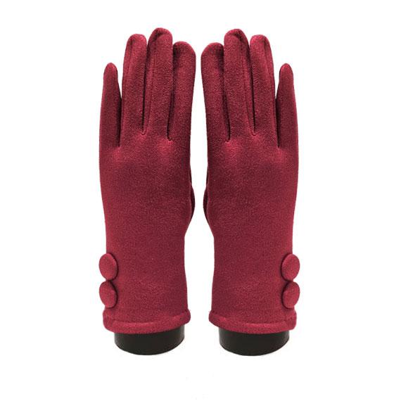 Suede feel Solid color with 2 large buttons texting glove