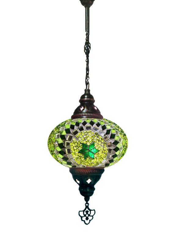 Hanging Mosaic Chandelier Lamp - Green