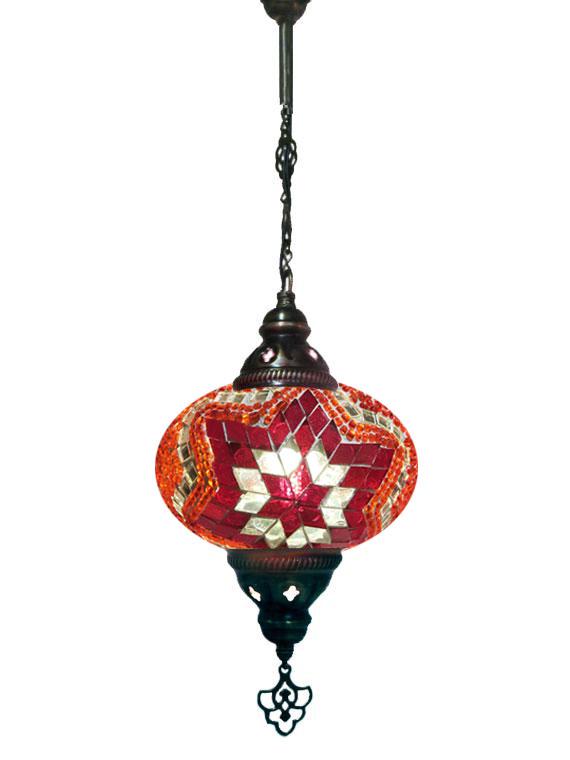 Hanging Mosaic Chandelier Lamp - Red