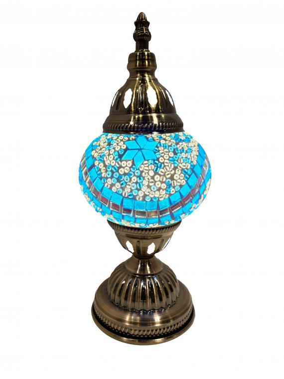 Mosaic Glass Desk Lamp - Turquoise and White