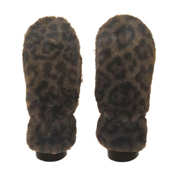 Soft to the touch, animal print faux fur mitten - Brown/Black