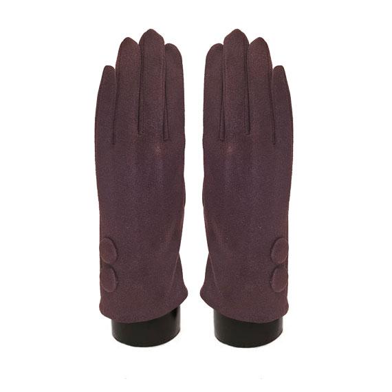 Suede feel Solid color with 2 large buttons texting glove