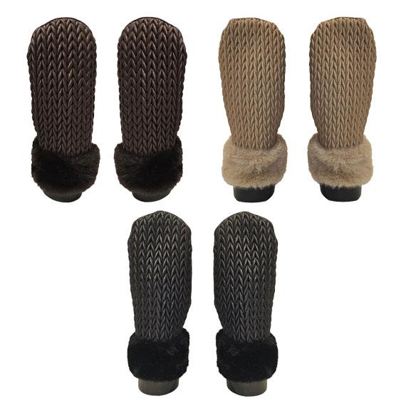 Textured, braided design mitten with Miumiu faux fur cuff
