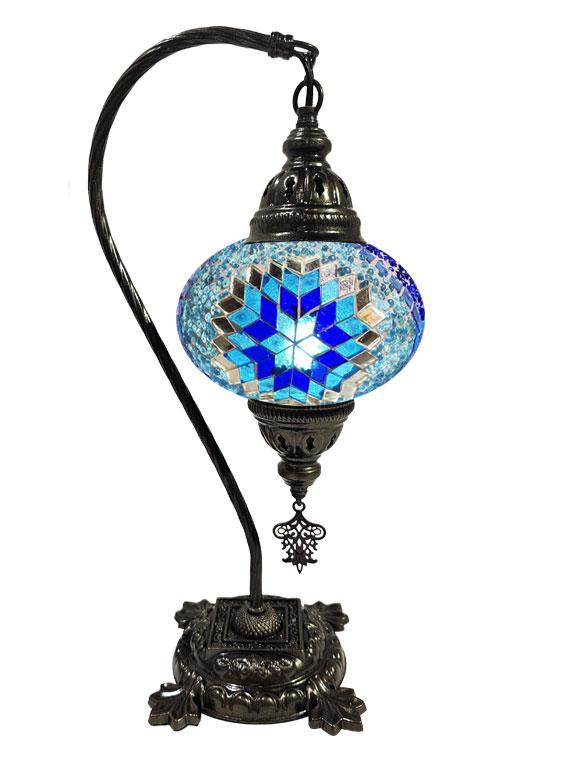 Hanging Mosaic Desk Lamp - Blue and Turquoise