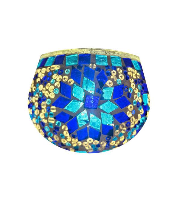 Candle Votive in Mosaic glass design by color - Blue