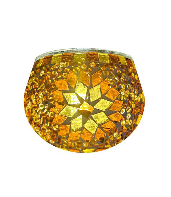 Candle Votive in Mosaic glass design by color - Brown