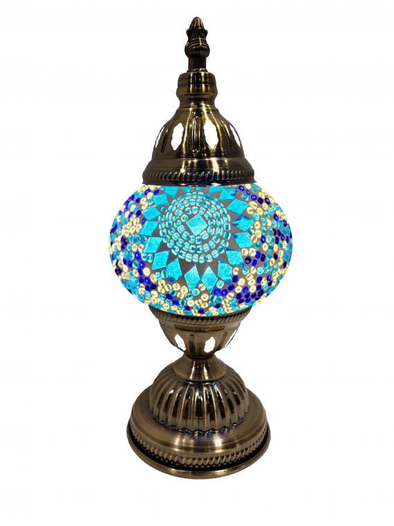 Mosaic Glass Desk Lamp - Turquoise and White