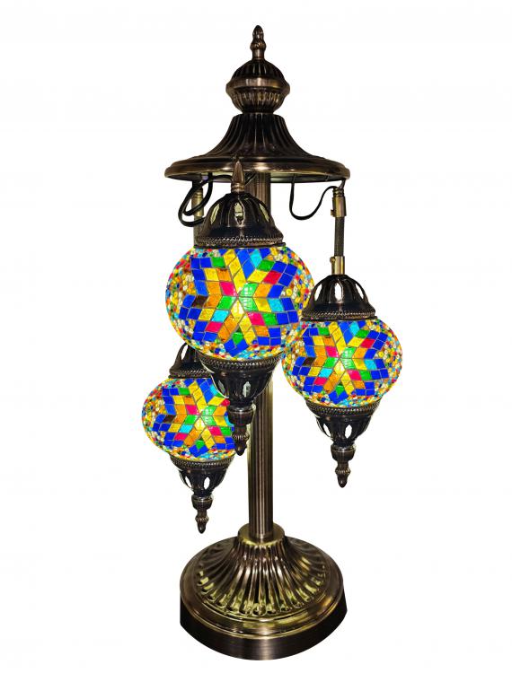 Mosaic Glass Hanging Desk Lamp multi color Drop 3 Globes - Multi