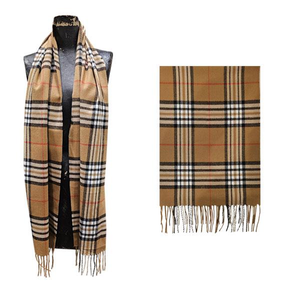 BB Inspired Plaid Basic Colors Cashmere Touch Muffler scarf - Tan