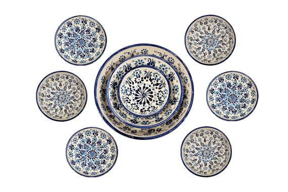 Agean Design Ceramic Bowl in shades of sea blues