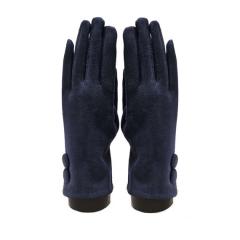 Suede feel Solid color with 2 large buttons texting glove