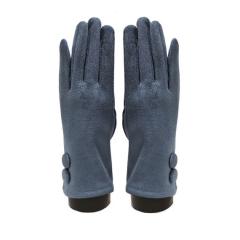 Suede feel Solid color with 2 large buttons texting glove