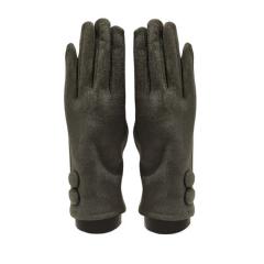 Suede feel Solid color with 2 large buttons texting glove