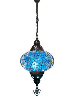 Hanging Mosaic Chandelier Lamp - Turquoise
