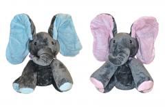 Singing/Talking Stuffed Elephant in Grey/Pink and Grey/Blue