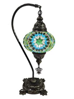 Hanging Mosaic Desk Lamp - Green, Turquoise and White