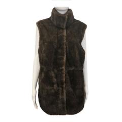 Soft to the touch, faux fur vest with snap closure and - Brown, Sizes:…