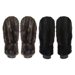 Soft to the touch, Mongolian rib faux fur mitten - Black and Brown