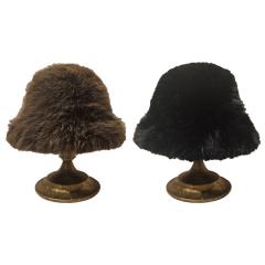Elsbeth faux fur fuzzy bucket hat - Cream, Brown and Black