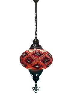 Hanging Mosaic Chandelier Lamp - Red