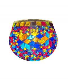 Candle Votive in Mosaic glass design by color - Multi