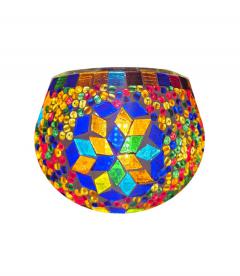 Candle Votive in Mosaic glass design by color - Multi