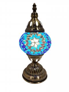 Mosaic Glass Desk Lamp - Turquoise and White