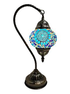 Mosaic Glass Hanging Desk Lamp - Turquoise and White