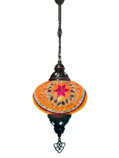 Hanging Mosaic Chandelier Lamp - Red and Orange